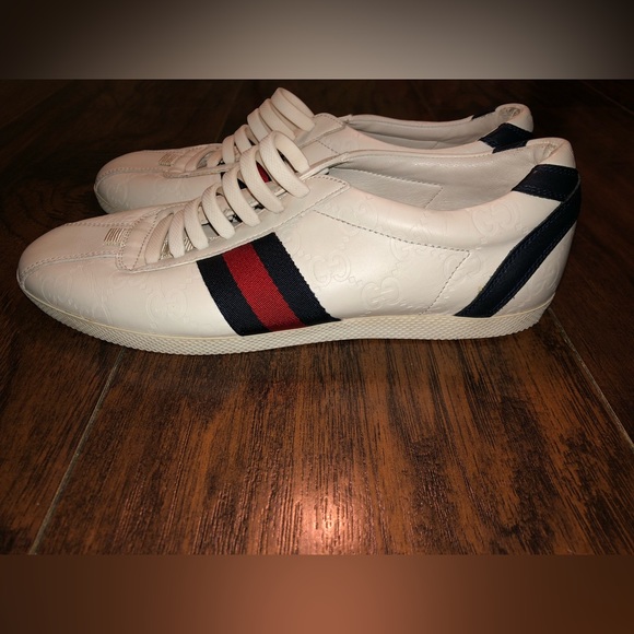 Gucci Monogram Navy&Red Ace Sneakers. SZ 6.5 - Picture 3 of 10